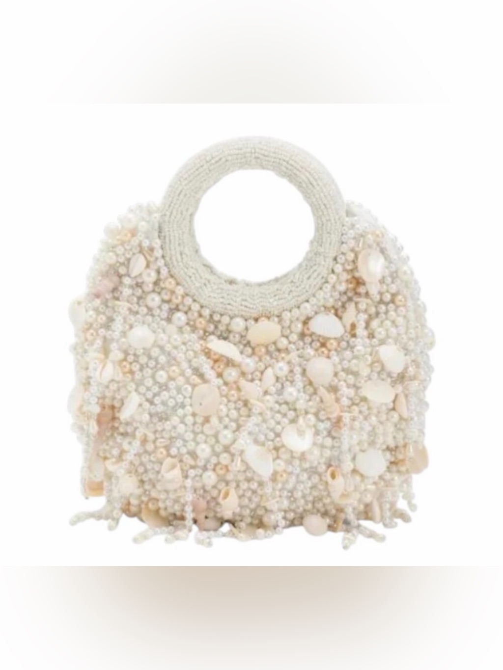 Gorgeous Ivory Beaded Pearl & Shell Bag